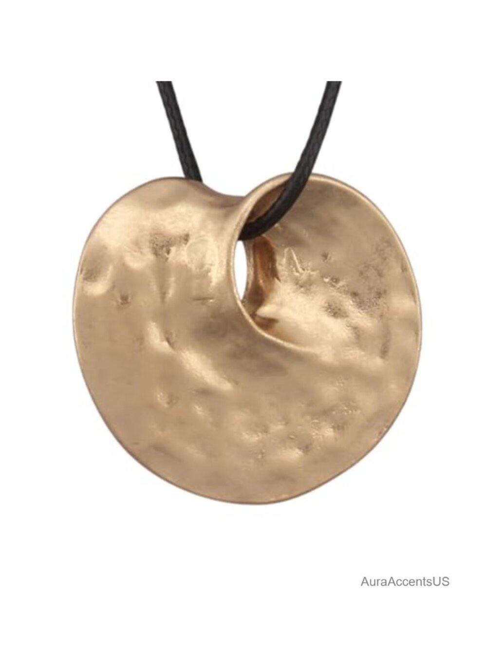 Bohemian Long Faux Leather Necklace Gold Alloy Pendant Handmade Boho Women